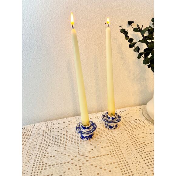 Porcelain Blue Delft Candlestick Holders Set of Two - Picture 3 of 6